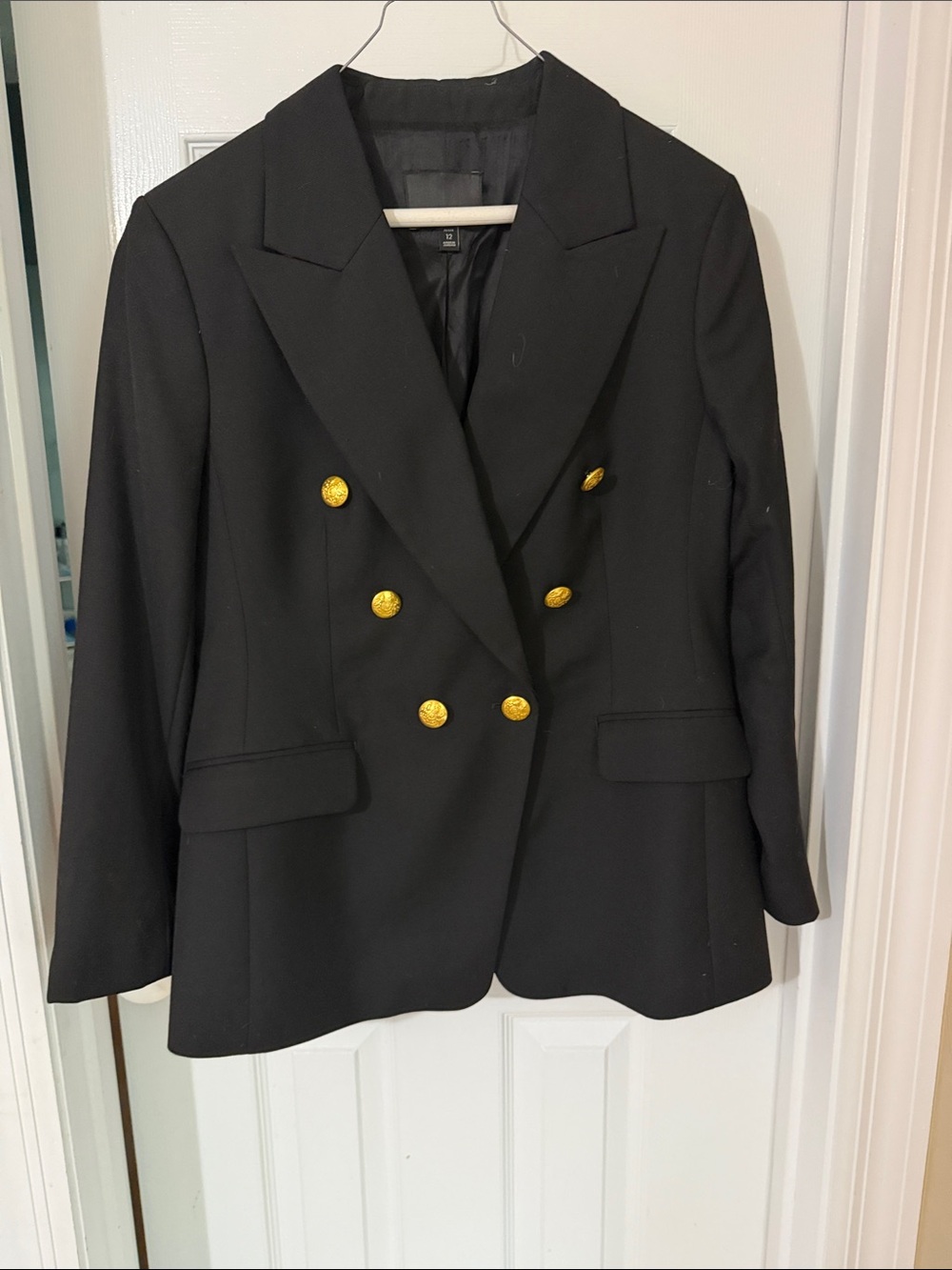 Banana Republic Double-Breasted Black Blazer with Gold Buttons